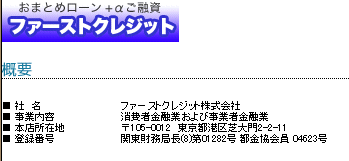 ファーストクレジット会社概要